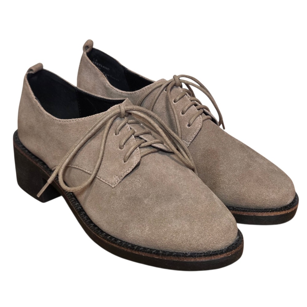 Sole Society Brown Suede‎ Oxford Shoes Womens 7.5 Lace Up Chunky Heel Academia